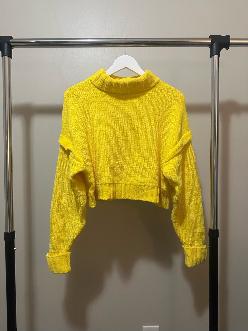 Urban Outfitters Bright Yellow Cropped Turtleneck Sweater